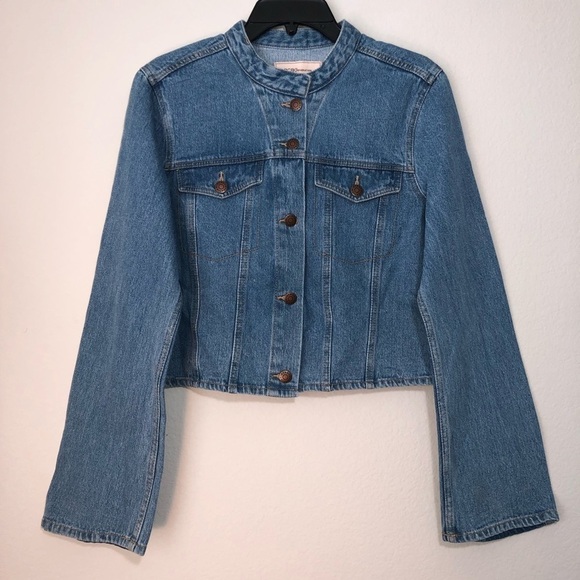 NWT BCBGeneration Contrast Bell Sleeve Light Blue Button Up Denim Jacket size L - Picture 4 of 14
